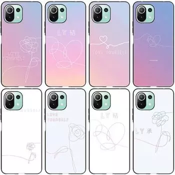 Чехол Love Yourself с цветком для Xiaomi Mi POCO X3 NFC F3 GT M3 11i 11 Ultra 10T Pro A2 11 Lite Redmi K40 K20 7 7A, черный мягкий чехол Redmi 7