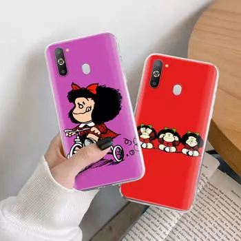 Чехол Mafalda TPU для iPhone XR 7 8 14 15 11 12 13 X XS Pro Max Xiaomi Redmi 13C Note 9 Samsung A22 S23 S24 Ultra Plus VIVO Samsung Note 20 аэро