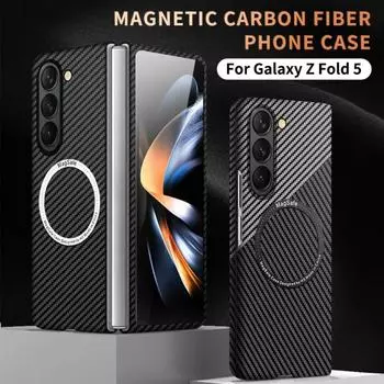 Чехол Magsafe Carbon Fiber Ultra Thin Skin Friendly для Samsung Galaxy Z Fold 6, 5, 4, 3, матовый, с магнитной беспроводной зарядкой, твердый чехол for Galaxy Z Fold 4 чёрный