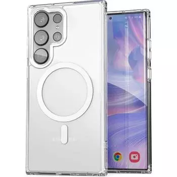 Чехол Magsafe Clear для Samsung Galaxy S24 S23 S22 Ultra Plus с беспроводной зарядкой, противоударный, магнитный, совместимый с прозрачным чехлом Magsafe S22 прозрачный