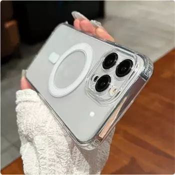 Чехол Magsafe для Apple iPhone 15 14 13 12 11 Pro Max 14 15 Plus 15, противоударный чехол с беспроводной зарядкой, магнитный ациловый прозрачный чехол из ТПУ iPhone 15 Pro Max