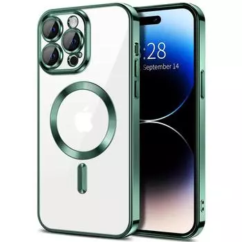 Чехол Magsafe для беспроводной зарядки для IPhone 15 14 13 12 11 Pro Max Plus, прозрачный защитный чехол из ТПУ с мягким покрытием для линз For iPhone 12 чёрный