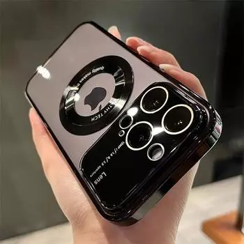 Чехол Magsafe для большого окна с логотипом и отверстием для iPhone 15 14 13 12 11 Pro X XR XS Max 15 14 Plus, защитный чехол для зарядки камеры For iphone 14