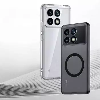 Чехол Magsafe для POCO X6 Pro, магнитный чехол с беспроводной зарядкой, полупрозрачный матовый противоударный акриловый чехол-бампер для POCO F6 Pro F5 X5 Pro F4 POCO F5 Pro чёрный