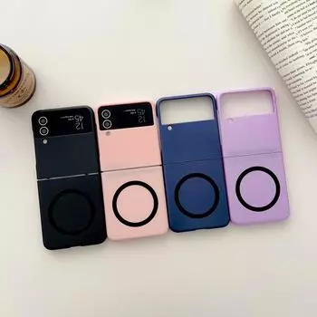 Чехол Magsafe для Samsung Galaxy Z Filp 4 3, магнитный чехол с беспроводной зарядкой, ультратонкий, приятный для кожи, матовый силиконовый противоударный чехол for Galaxy Z Flip 3 фиолетовый