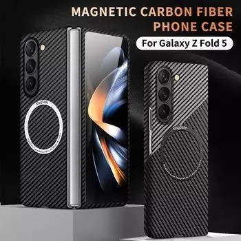 Чехол Magsafe для Samsung Galaxy Z Fold 5 Fold 4 Fold3 Z Flip 5 4 3 S23 S22 Ultra Carbon Fiber Ультратонкий удобный матовый магнитный чехол для беспроводной зарядки Samsung Z fold 5 красный