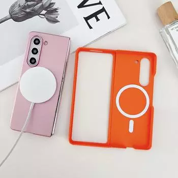 Чехол Magsafe для Samsung Galaxy Z Fold 5 4 3 2, магнитный чехол с беспроводной зарядкой, ультратонкая матовая противоударная жесткая обложка, аксессуары For Z Fold 4 розовый