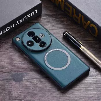 Чехол Magsafe из искусственной кожи для OPPO Find X7 Ultra, магнитный противоударный чехол с беспроводной зарядкой для OPPO Find X7 X7Ultra For Find X7 Ultra чёрный