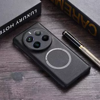 Чехол Magsafe из искусственной кожи для Realme 12 Pro Plus, противоударный чехол с магнитной беспроводной зарядкой для Realme 12Pro Plus Shell For Realme 12 Pro чёрный