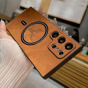 Чехол Magsafe из искусственной кожи лося для Samsung Galaxy S24 Ultra S23 S22 Plus S21 FE Note 20, матовый чехол с магнитной беспроводной зарядкой S24 Ultra синий