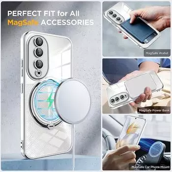 Чехол Magsafe из ТПУ с магнитным покрытием для Honor 90 Honor90 Pro, защита объектива с беспроводной зарядкой, прозрачный чехол For Honor 90 фиолетовый