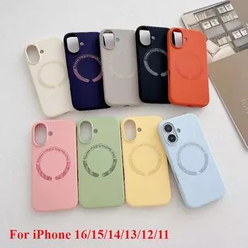 Чехол Magsafe Magnetic Liquid Silicone для iPhone 16 15 14 13 12 11 Pro Max, высококачественный противоударный бампер For iPhone 11 жёлтый