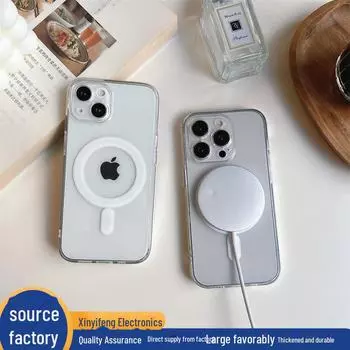 Чехол MagSafe с магнитной присоской для Apple 15Promax: Прозрачный защитный чехол от падения с подушкой безопасности для Apple 14.