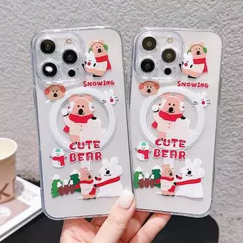 Чехол Magsafe с милым мультяшным рисунком, чехол для телефона с беспроводной зарядкой для iPhone 15 14 Pro 13 Pro Max 12 11, чехлы для iPhone15 iPhone 15 Pro Max