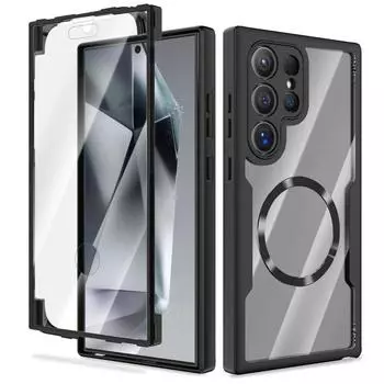 Чехол Magsafe с защитой 360° для Samsung Galaxy S24 S23 S22 Ultra Plus FE, двухсторонний мягкий силиконовый прозрачный магнитный чехол S21 Fe&Case For Samsung красный