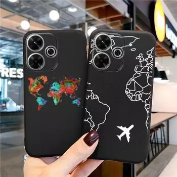 Чехол Map Lines для iPhone Samsung A55 A35 M34 S24 Xiaomi Redmi 13 Pro 14C Huawei Honor, противоударный бампер для телефона, черный матовый TPU, устойчивый к царапинам, полное покрытие Samsung Galaxy S20 FE