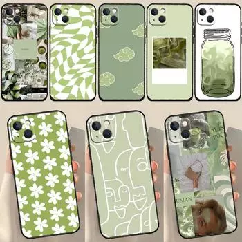 Чехол Matcha Sage Green Love Heart для iPhone X XR XS Max 12 13 Mini 7 8 Plus SE 2020 11 12 13 14 15 Pro Max задняя крышка iPhone 15