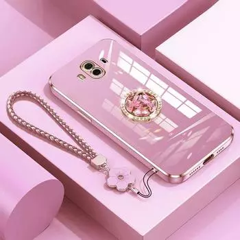 Чехол Mate10 с ремешком, роскошный чехол с бриллиантовым держателем для Huawei Mate 10 Pro, чехлы Mate 10 20 60 Honor v30 Pro, кольцо-подставка Mate10&Case & Holder бежевый