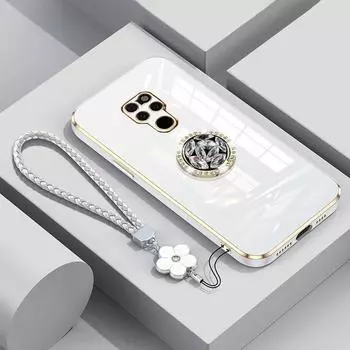 Чехол Mate20 с ремешком, роскошный чехол с бриллиантовым держателем для Huawei Mate 20 Pro 20X Honor X6 X6s X5 X7 Чехлы-чехлы Mate20 Подставка-кольцо Mate 20&Case & Holder бежевый