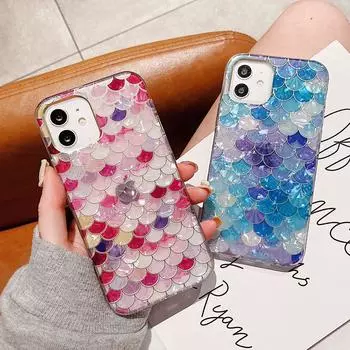 Чехол Mermaid для iPhone 14 с гальваническим рисунком в виде рыбьей чешуи подходит для iPhone 13 Pro Max. iPhone 13 Pro