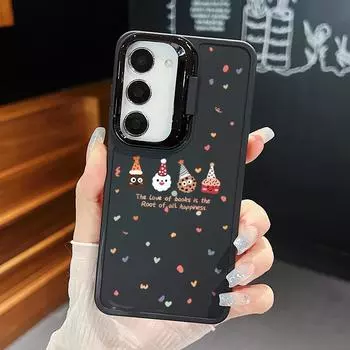 Чехол Merry Christmas Gingerbread Print для Samsung S24 S23 Ultra A16 A55 A54 A35 A34 Love Hearts TPU Soft Противоударный защитный матовый чехол для объектива Samsung S24 чёрный