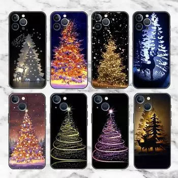 Чехол Merry Christmas Tree Deer для Apple iPhone 13 11 14 12 Pro 7 XR X XS Max 8 Plus 6 6S SE 2022 13Pro черный мягкий чехол для телефона iPhone 6 6S