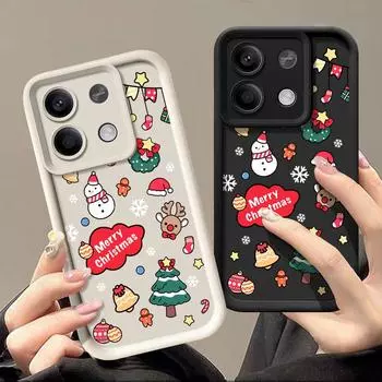 Чехол Merry Christmas Tree Elk Snowman для Xiaomi 13T Poco F6 X6 X5 Pro Redmi Note 13 12 Pro 11 10 с милым принтом, мягкий матовый противоударный чехол для телефона из ТПУ Redmi Note 13 5G чёрный