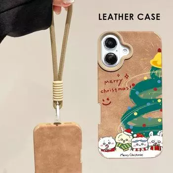 Чехол Merry Christmax X-mas Tree Snow White с рисунком из кожи + ремешок на запястье, защитный чехол из мягкого силикона для iPhone iPhone X золотой