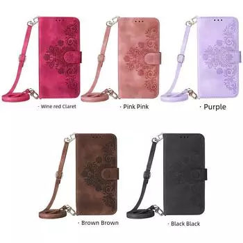 Чехол-мессенджер из длинной веревки для iPhone 14, кожаный чехол для мобильного телефона Apple - многофункциональная магнитная присоска для Kyocera и Samsung S23 red. Pixel 6 Pro красный