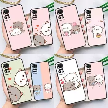 Чехол Mochi Peach Cat для Xiaomi Redmi Note 11 10 8 9 12 Pro Note 11S 10S 9S 8T Redmi 10 10C 12C 9C 9T Redmi Note 12 Pro 5G