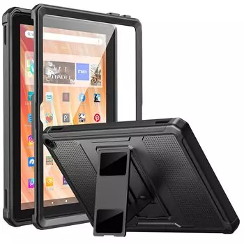 Чехол MoKo Fire HD 10 2023 года Fire HD 10 13-го поколения 2023 года, задняя крышка с пленкой для экрана, полный корпус, легкий, тонкий, устойчивый к царапинам, функция подставки, падение