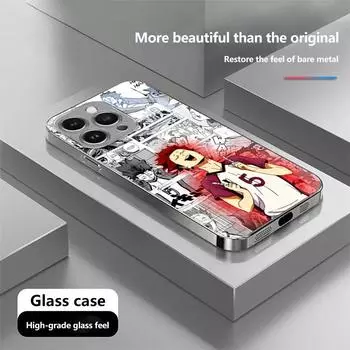 Чехол N168 Haikyuu Inarizaki High School для iPhone 16 Pro Max Samsung S24 S23 Ultra A54 A35 Redmi Note 13 Pro с покрытием из закаленного стекла for iPhone 6/6S