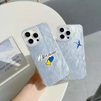 Чехол N87 Love art с прозрачной рамкой для Samsung S25 Ultra A55 A05s iPhone 16 15 Pro Max XR Xiaomi Redmi Note 13 с текстурой перьев из шифона и серебряным покрытием for iPhone 6/6s