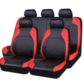 Чехол на автомобильное сиденье, кожа с ромбовидной сеткой и вышивкой, искусственная кожа, искусственная кожа чёрный