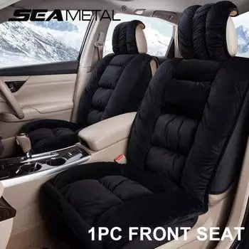 Чехол на автомобильное сиденье SEAMETAL, плюшевый мех, защита автомобильного сиденья, передние чехлы на автомобильные сиденья, подходит для большинства автомобилей, грузовиков, внедорожников, фургонов 1pc Front Seat чёрный