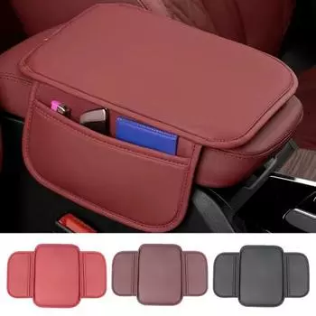 Чехол на центральную консоль автомобиля, коврик для подлокотника с боковыми карманами для хранения, износостойкий водонепроницаемый универсальный автомобильный подлокотник для хранения ящика для хранения чёрный