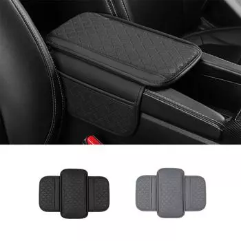 Чехол на центральную консоль автомобиля, кожаный чехол на подлокотник с эффектом памяти и боковой сумкой для хранения, подлокотник чёрный