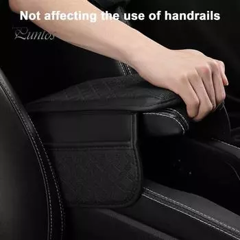 Чехол на центральную консоль автомобиля с сумкой для хранения. Износостойкая тонкая строчка. Простая в установке. Универсальная подушка на подлокотник автомобиля. чёрный