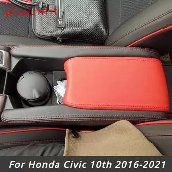 Чехол на центральный подлокотник из микрофибры, накладка на ящик для хранения, наклейка, отделка для Honda 10th Civic 2016-2024, чехол для автомобильных аксессуаров, ПУ
