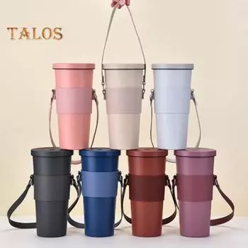 Чехол на чашку с ручкой, искусственная кожа, прочный держатель для кофейной чашки, подвесной ремень, ежедневное использование светло-серый