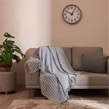 Чехол на диван Buca из шерсти с узором «гусиные лапки», серый, 130x170 см