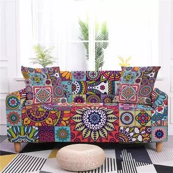 Чехол на диван для гостиной, геометрический Мандала, богемный эластичный домашний декор, защита для дивана, мебели, чехол 1 seat 90-140cm