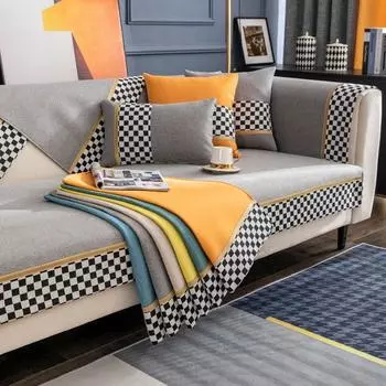 Чехол на диван, хлопок и лен, однотонный чехол для дивана для гостиной, противоскользящий пыленепроницаемый защитный чехол для мебели на четыре сезона 30x50 pillowcase1