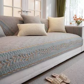 Чехол на диван из полиэстера и хлопка для гостиной, край листа, богемный универсальный коврик для дивана, нескользящий чехол для дивана с вышивкой, домашняя подушка 70x70cm 1pcs