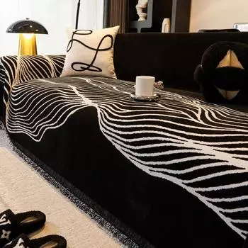 Чехол на диван из шенилла ретро стиль машинная стирка цельное одеяло для дивана нескользящий и устойчивый к зацепкам чехол для дивана прямой ряд ткань 180*130cm