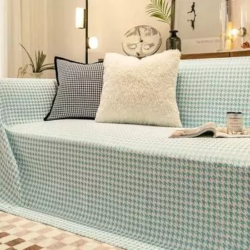 Чехол на диван из синели для ребенка, чехол для диванного полотенца, защита для мебели с нескользящим дном, чехол для дивана в стиле ретро с геометрическим рисунком, кошка 180x130cm