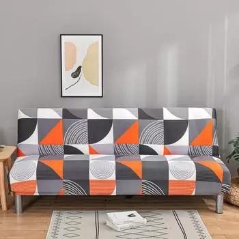 Чехол на диван-кровать без подлокотников, универсальный складной чехол на диван, эластичное полотенце для дивана с принтом, набор «все включено» для двух или трех человек 160-185