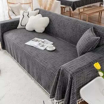 Чехол на диван, ткань, полотенце, мягкая, толстая, подходит для всех сезонов, подушка, автомобильное одеяло, классическое универсальное тканое одеяло из хлопковой нити 180x130
