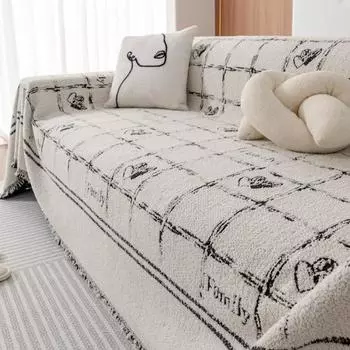 Чехол на диван, ткань с защитой от кошачьих царапин, антипригарное полотенце, подушка для сиденья, плюшевое всесезонное универсальное нескользящее одеяло 180x130cm серый