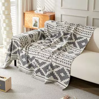 Чехол на диван, тканевое полотенце, универсальный чехол для дивана в скандинавском стиле, универсальный универсальный чехол, защита от пыли, четыре сезона, общего назначения 180*180 кофейный